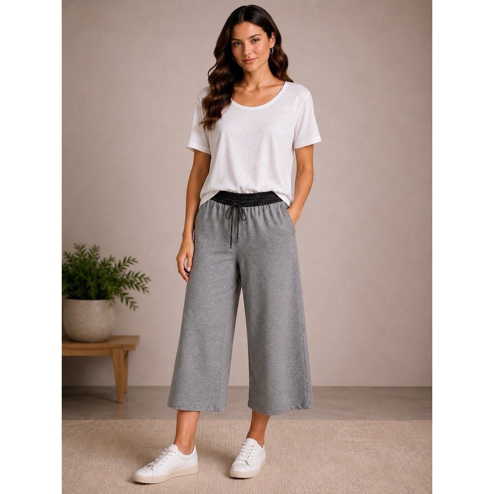 NWT Lafayette 148 New York S SMALL Cropped Pants Grey Charmeuse Cotton NWOT